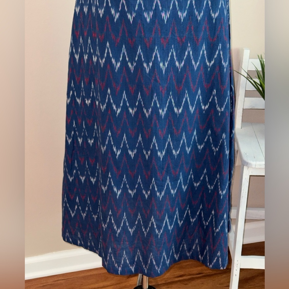 Jaypore NWOT indigo blue cinch neck cotton A line dress XL India - Picture 5 of 12